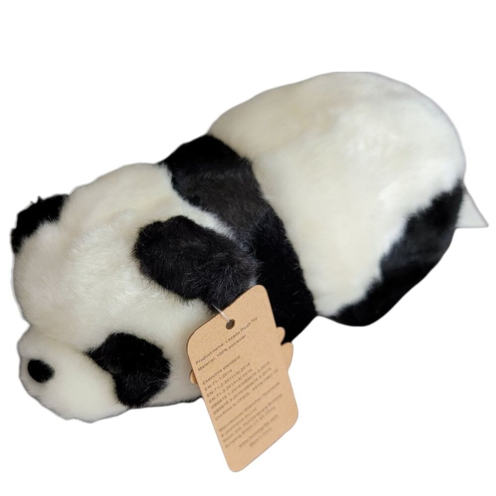 Lazada Panda Bear 7 inch Plush Black White Lying Down Chonk Stuffed Animal Toy